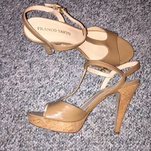 Franco Sarto T-Strap Nude Heels